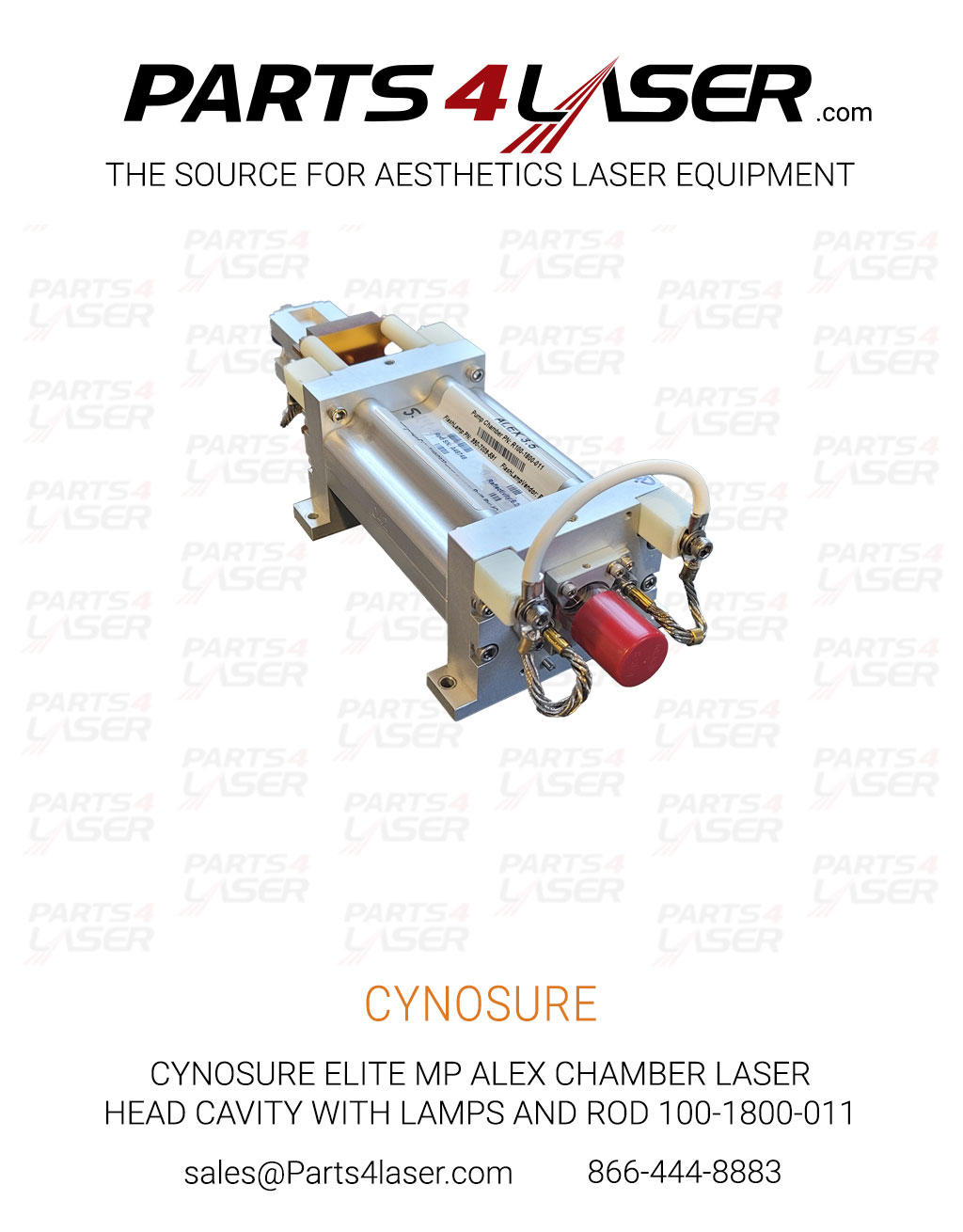 CYNOSURE ELITE MPX ALEX CHAMBER LASER HEAD CAVITY WITH LAMPS AND ROD 100-1800-011 CYLH3700 - Image 3