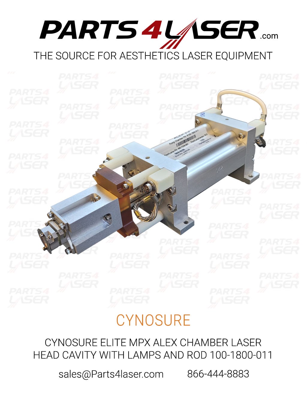 CYNOSURE ELITE MPX ALEX CHAMBER LASER HEAD CAVITY WITH LAMPS AND ROD 100-1800-011 CYLH3700