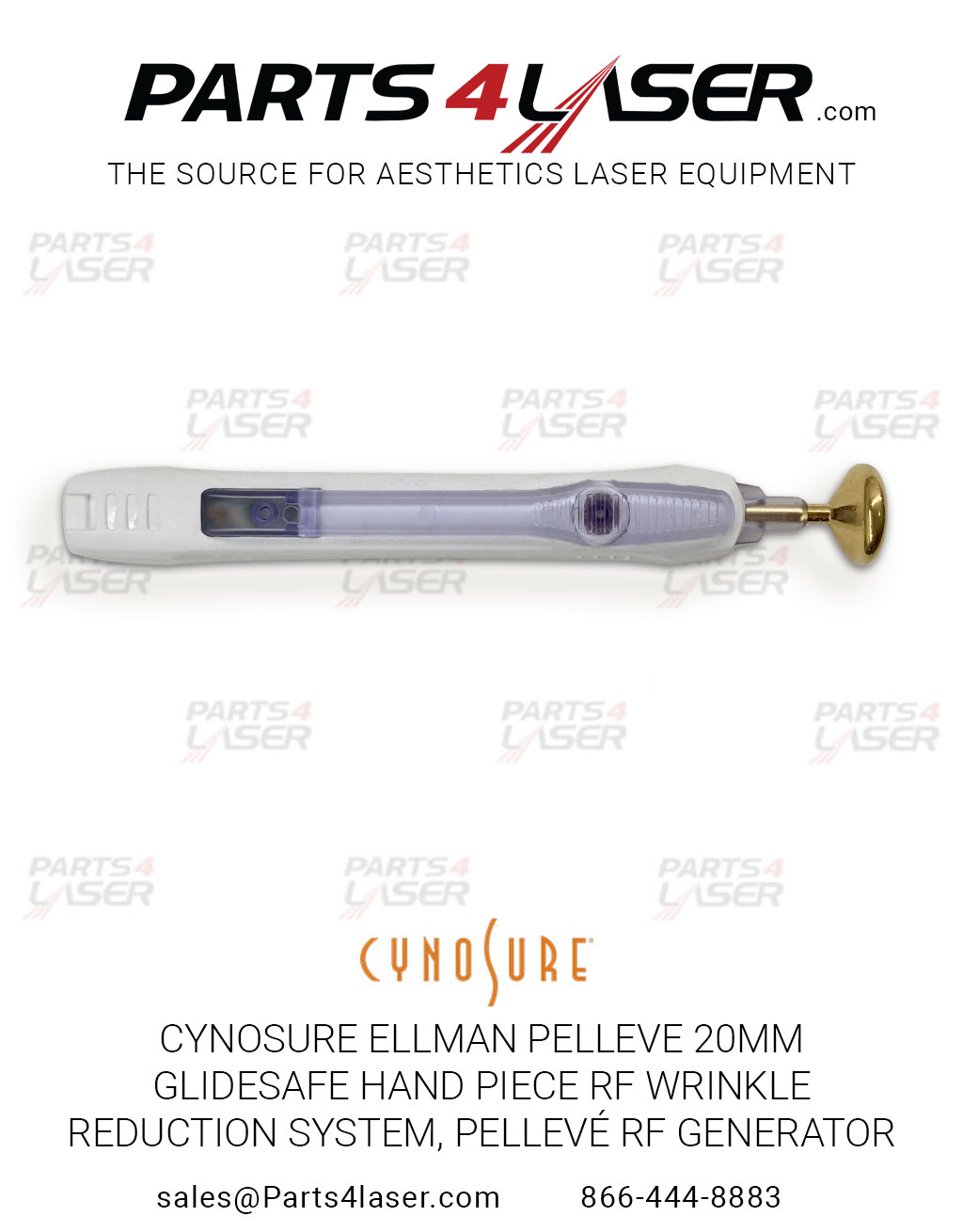 CYNOSURE ELLMAN PELLEVE 20MM GLIDESAFE HAND PIECE RF WRINKLE REDUCTION SYSTEM, PELLEVÉ RF GENERATOR