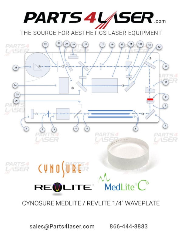 CYNOSURE MEDLITE / REVLITE OPTICS  1/4" WAVEPLATE 108-0001 # 2 #9 #13 CYOP3445