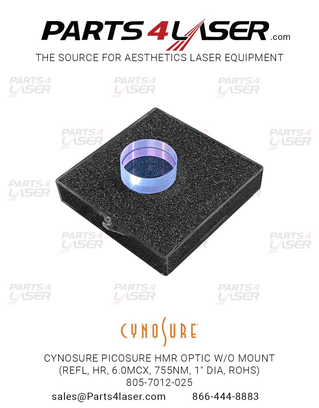 CYNOSURE PICOSURE HMR OPTIC W/O MOUNT (REFL, HR, 6.0MCX, 755NM, 1" DIA, ROHS) 805-7012-025 CYOP3076