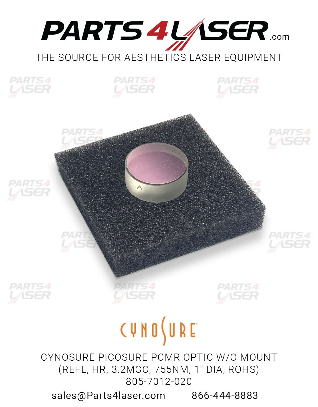 CYNOSURE PICOSURE PCMR POCKET CELL MAX REFLECTOR OPTIC W/O MOUNT (REFL, HR, 3.2MCC, 755NM, 1" DIA, ROHS) 805-7012-020 CYOP3408