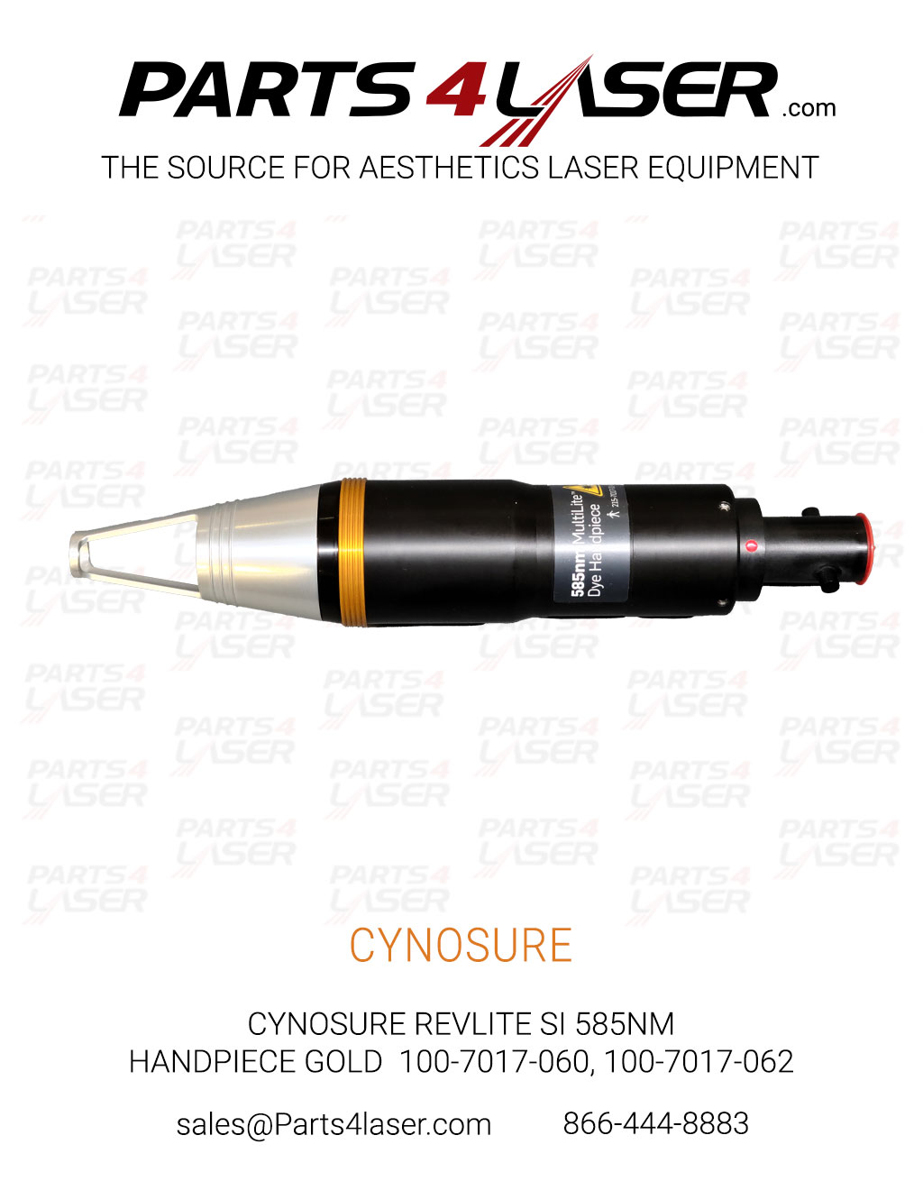 CYNOSURE REVLITE SI 585NM HANDPIECE GOLD 100-7017-060, 100-7017-062 CYHP3691