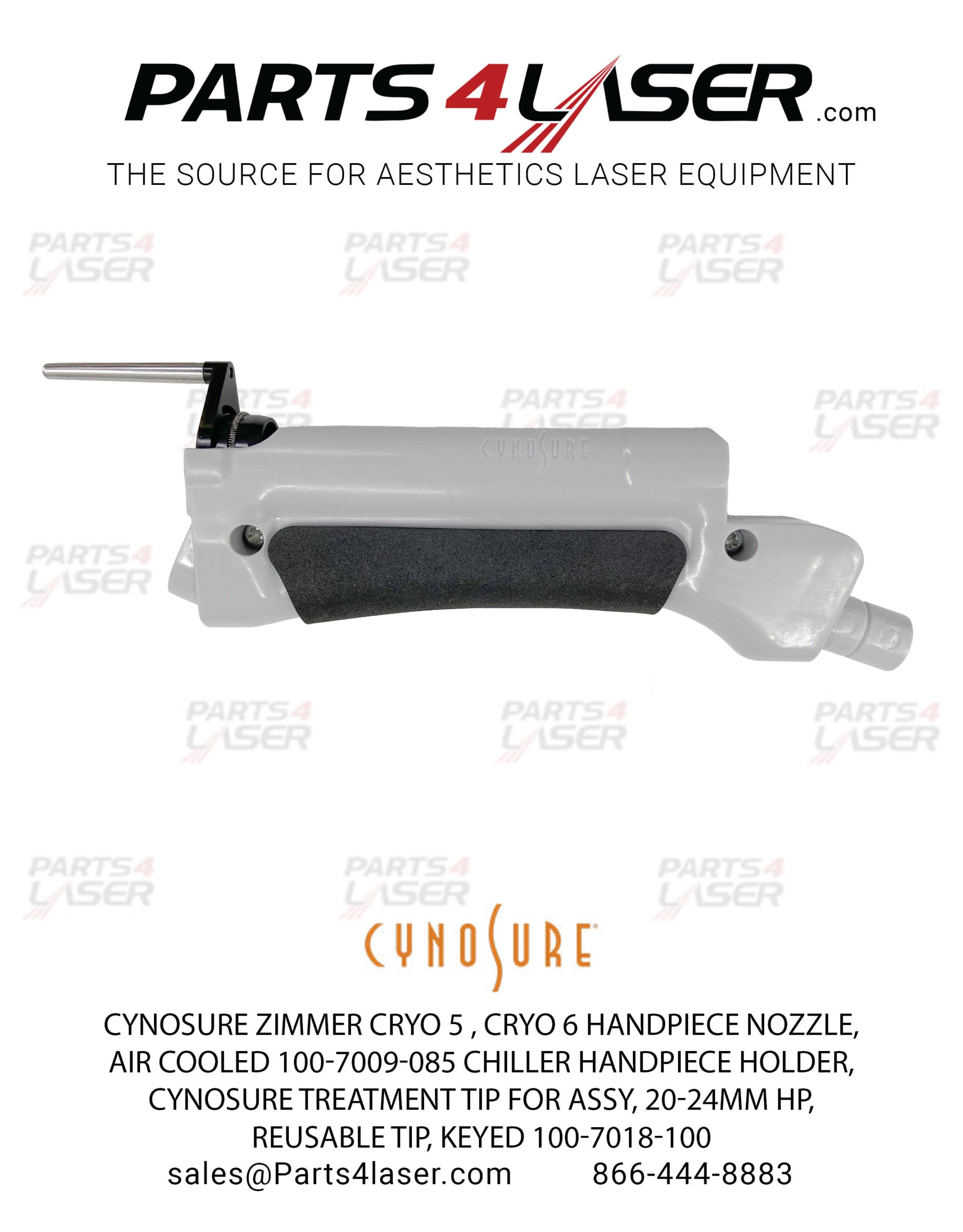 CYNOSURE ZIMMER CRYO HANDPIECE NOZZLE, AIR COOLED 100-7009-085 CHILLER HAND PIECE HOLDER, CYNOSURE TREATMENT TIP 3-24mm ZiCN2318 HP