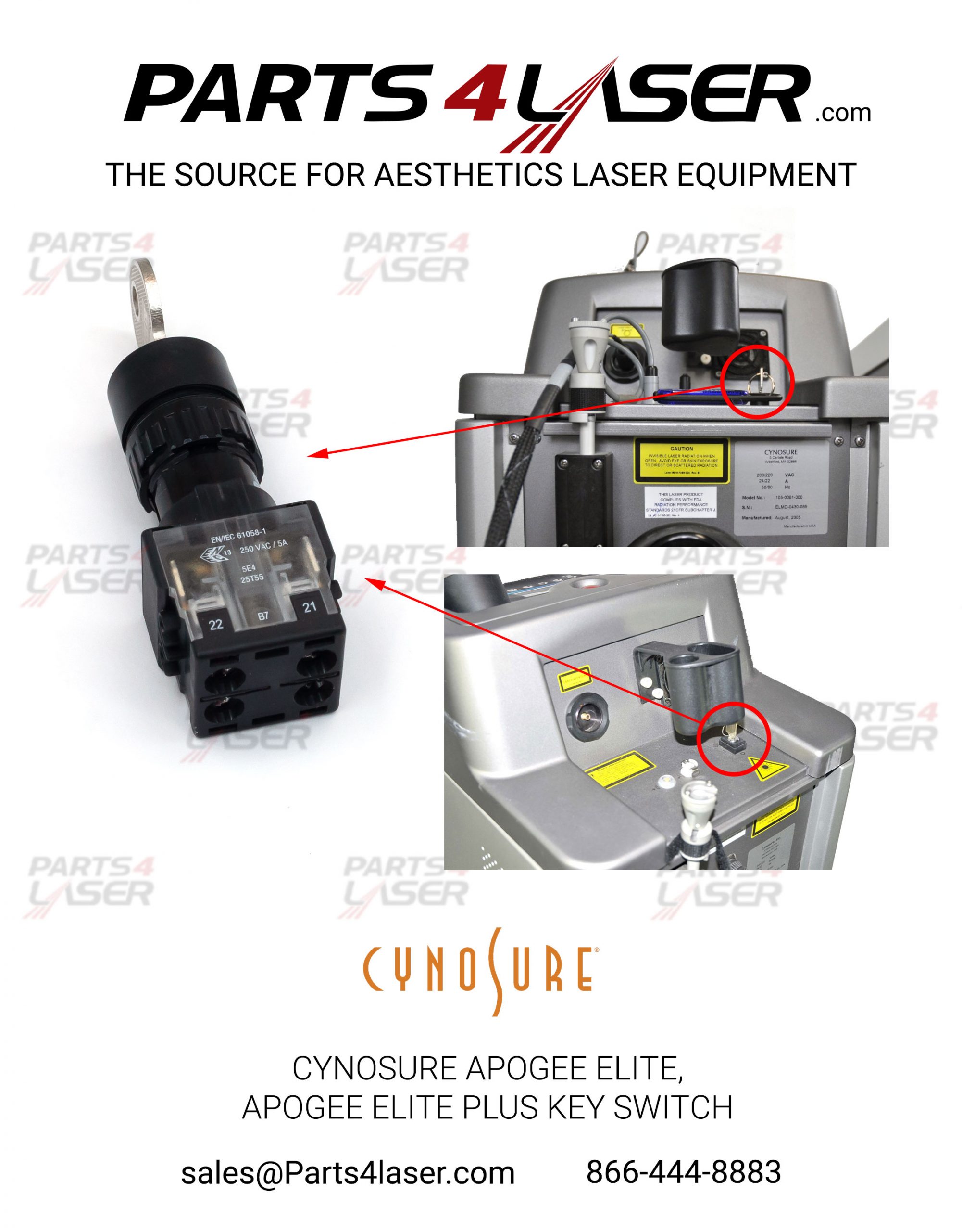 CYNOSURE APOGEE ELITE, APOGEE ELITE PLUS KEY SWITCH, CYCN1874, E66