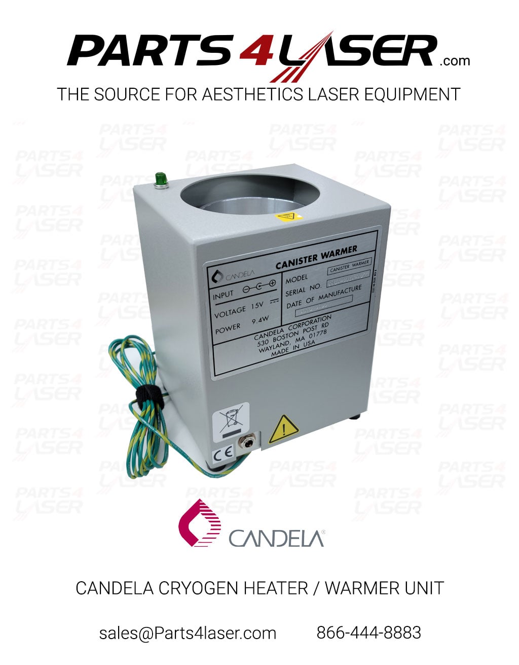 CANDELA CRYOGEN HEATER / WARMER UNIT WITH POWER SUPPLY 9914-00-2104 CACS3004