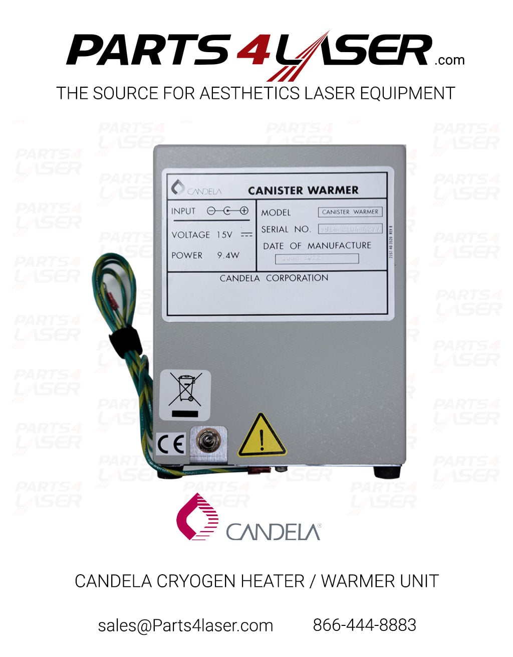 CANDELA CRYOGEN HEATER / WARMER UNIT WITH POWER SUPPLY 9914-00-2104 CACS3004 - Image 5