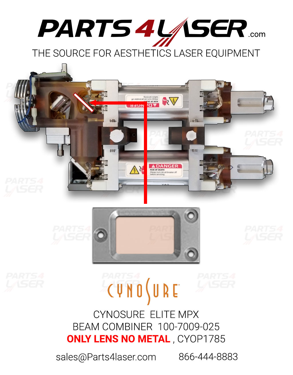 Cynosure Elite MPX BEAM COMBINER 100-7009-025 ONLY LENS NO METAL , CYOP1785