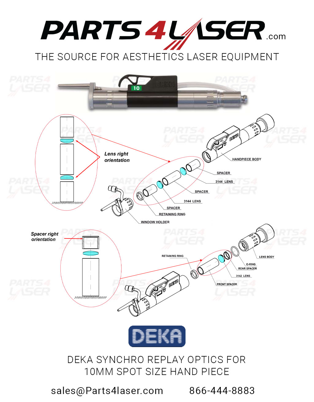 DEKA SYNCHRO REPLAY OPTICS FOR 10MM SPOT SIZE HAND PIECE,HAND PIECE FUCUS LENS,DKOP3021