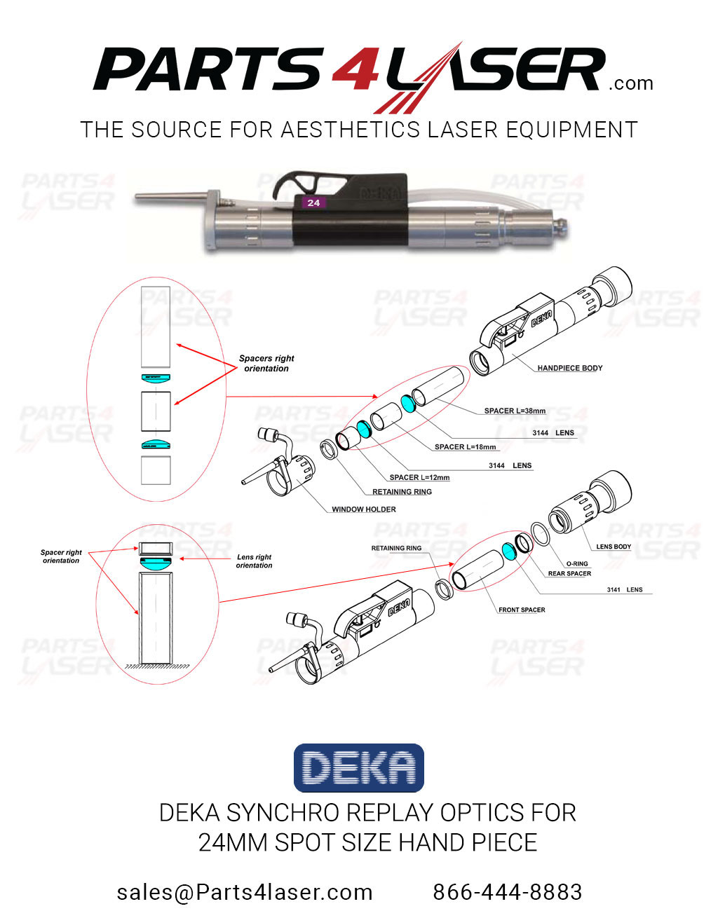 DEKA SYNCHRO REPLAY OPTICS FOR 24MM SPOT SIZE HAND PIECE,HAND PIECE FUCUS LENS ,DKOP3016