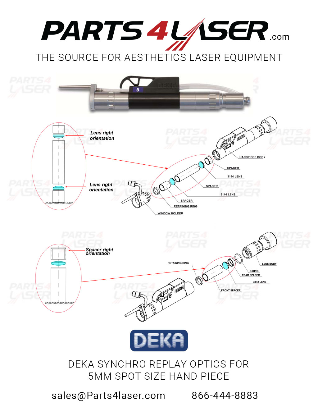 DEKA SYNCHRO REPLAY OPTICS FOR 5MM SPOT SIZE HAND PIECE,HAND PIECE FUCUS LENS ,DKOP3026