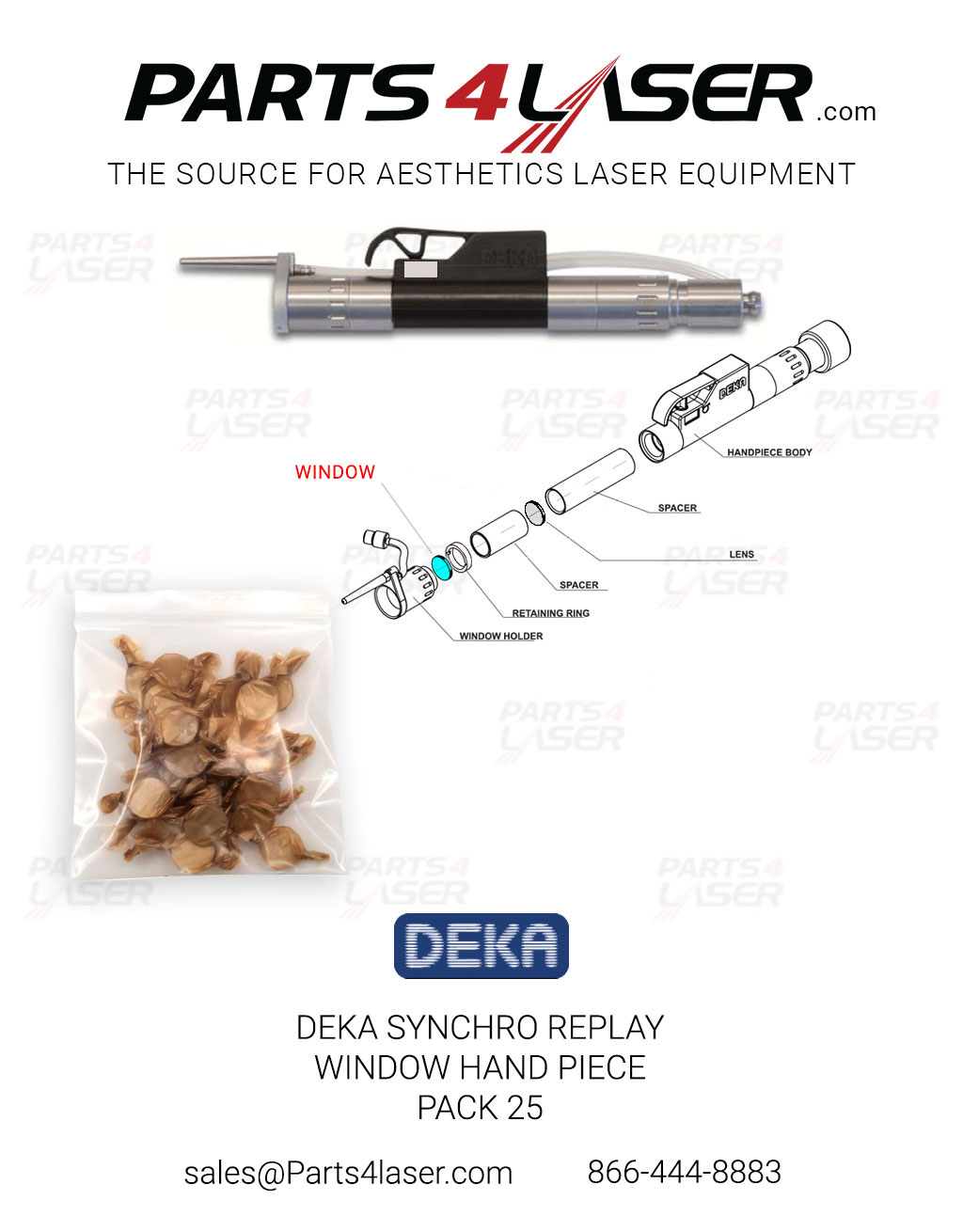 DEKA SYNCHRO REPLAY WINDOW HAND PIECE, HAND PIECE WINDOWS PACK 25, DKOP3008
