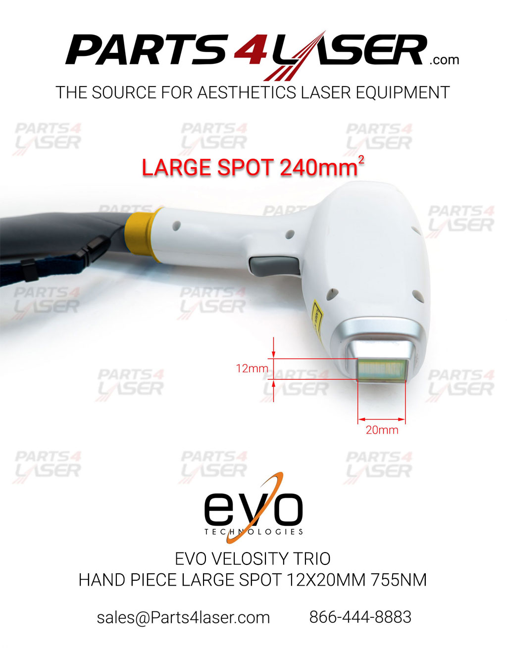 EVO VELOCITY TRIO HAND PIECE LARGE SPOT 12x20mm 755nm - Image 2