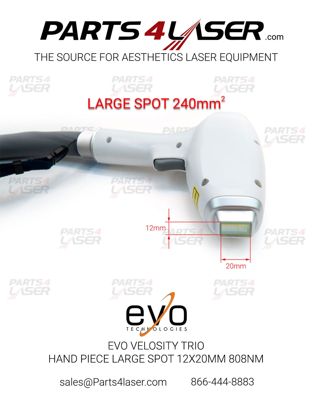EVO VELOCITY TRIO HAND PIECE LARGE SPOT 12x20mm 808nm - Image 2