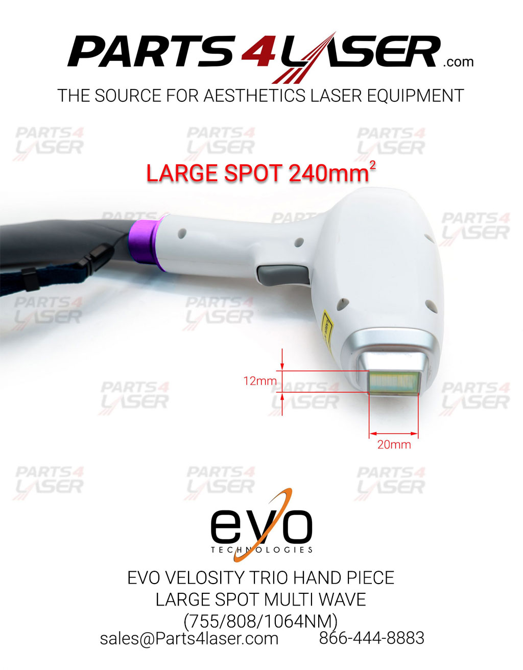 EVO VELOCITY TRIO HAND PIECE LARGE SPOT MULTI WAVE (755/808/1064nm) - Image 2