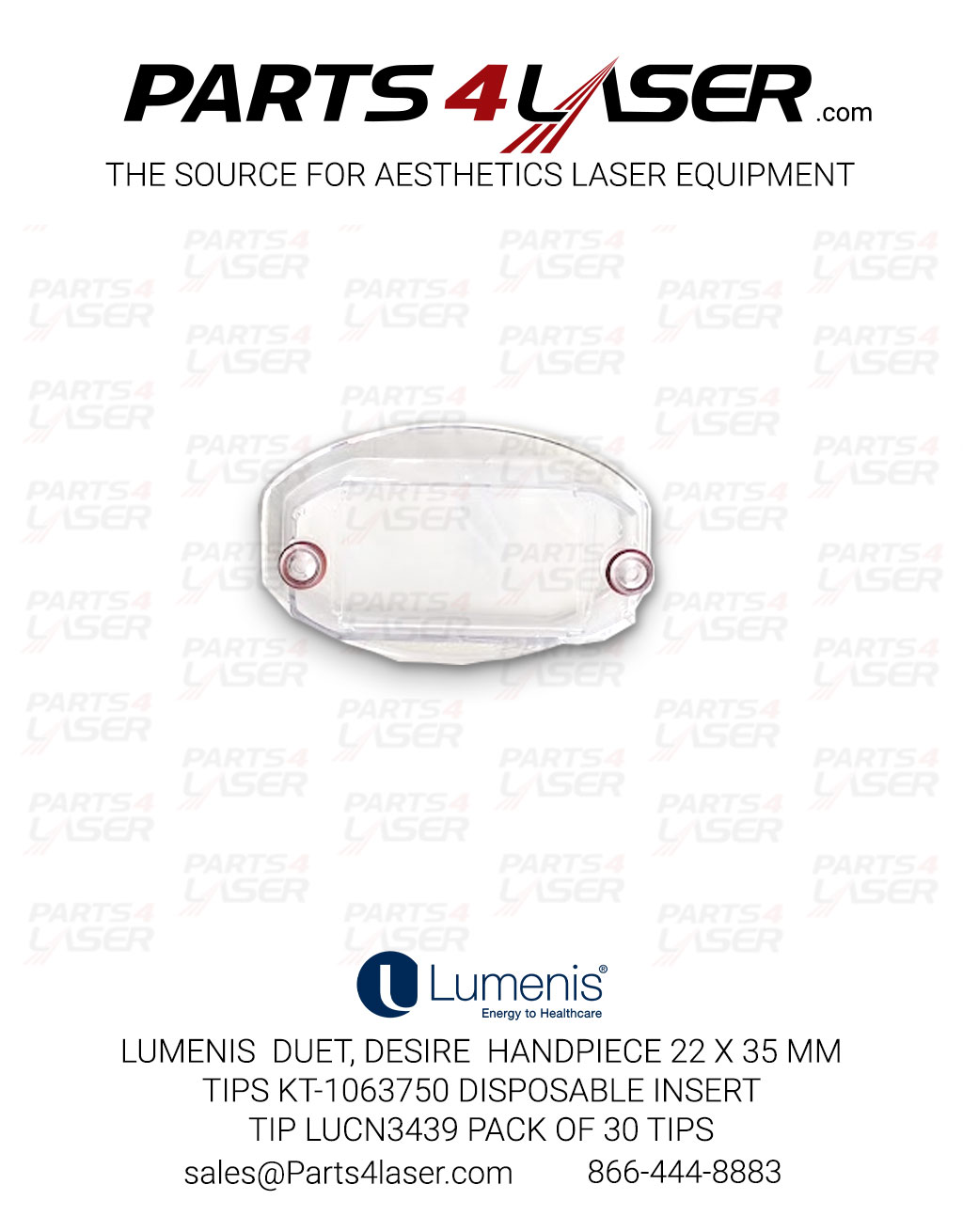 LUMENIS DUET, DESIRE HANDPIECE 22 X 35 MM TIPS KT-1063750 DISPOSABLE INSERT TIP LUCN3439 PACK OF 30 TIPS