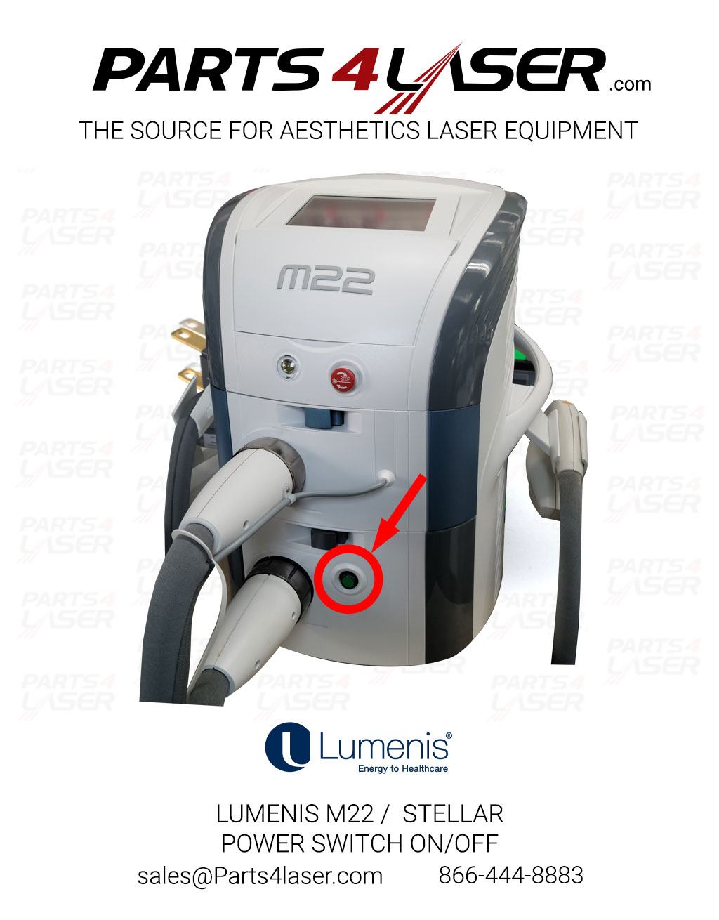 LUMENIS M22 / STELLAR POWER SWITCH ON/OFF GREEN BUTTON SP-1047140 LUCN3433 - Image 4