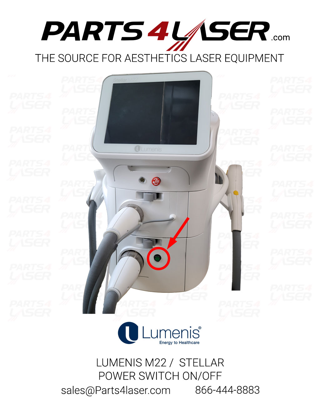 LUMENIS M22 / STELLAR POWER SWITCH ON/OFF GREEN BUTTON SP-1047140 LUCN3433 - Image 5