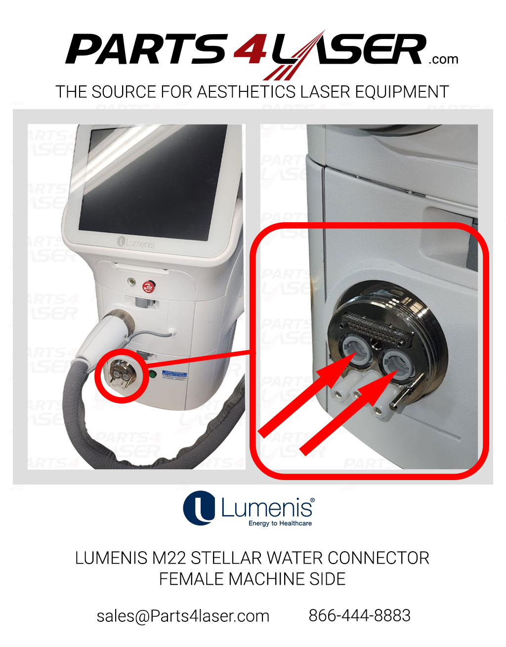 LUMENIS STELLAR WATER CONNECTOR FEMALE MACHINE SIDE LUWC3352 E53 - Image 3