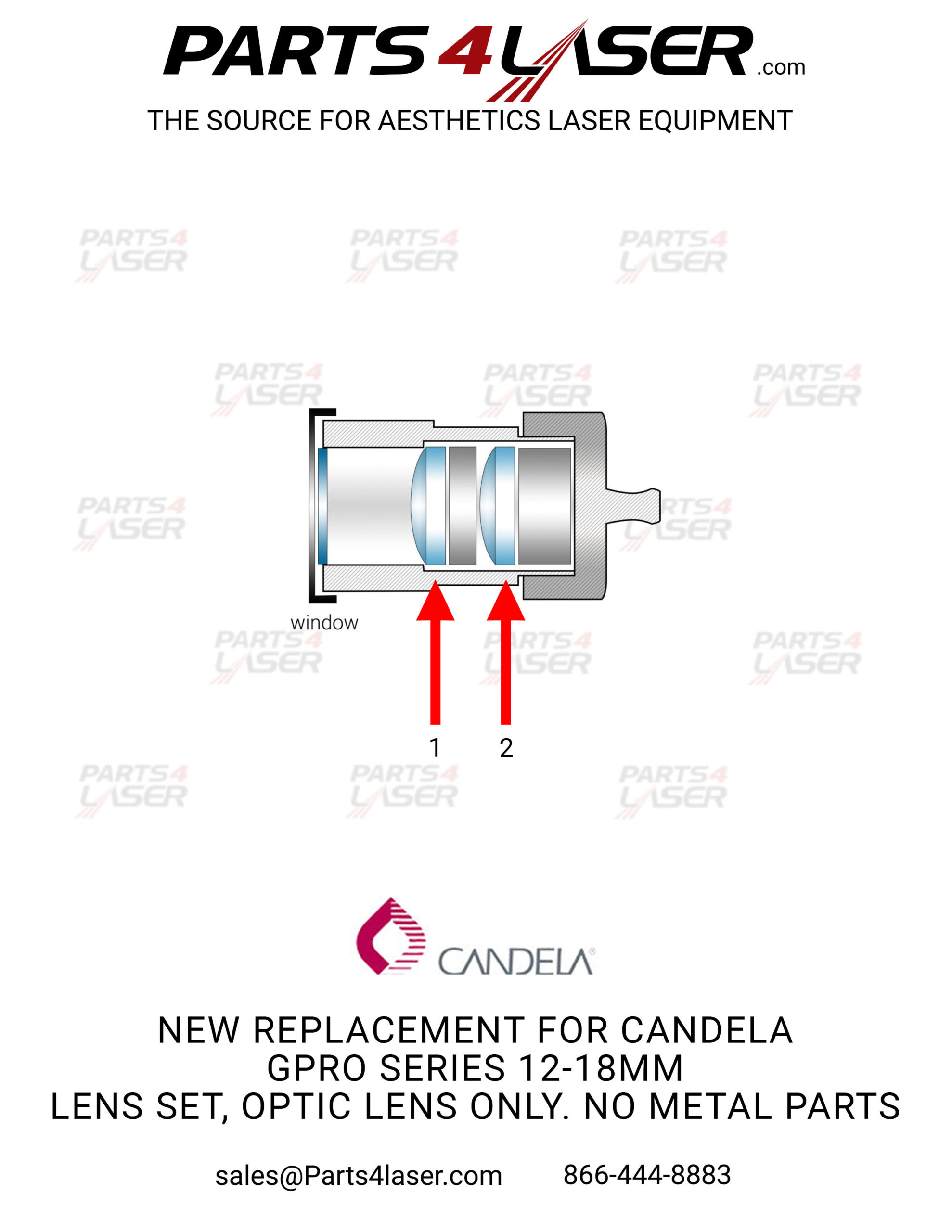 CANDELA PRO PLUS GMPP SERIES 12-15-18MM LENS SET, OPTIC LENS ONLY. NO METAL PARTS CAOP1247