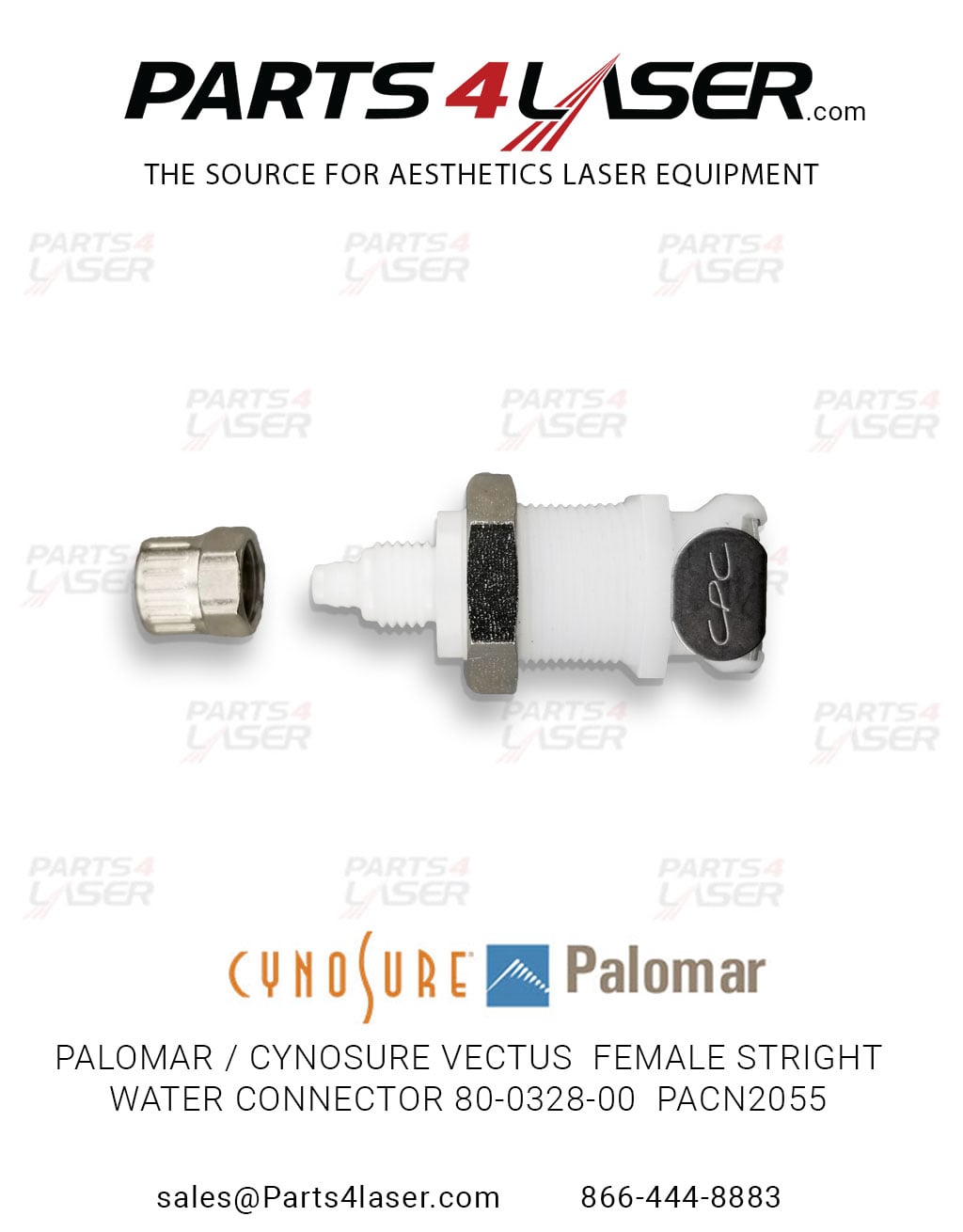 PALOMAR / CYNOSURE VECTUS FEMALE STRIGHT WATER CONNECTOR 80-0328-00 PACN2055 E86