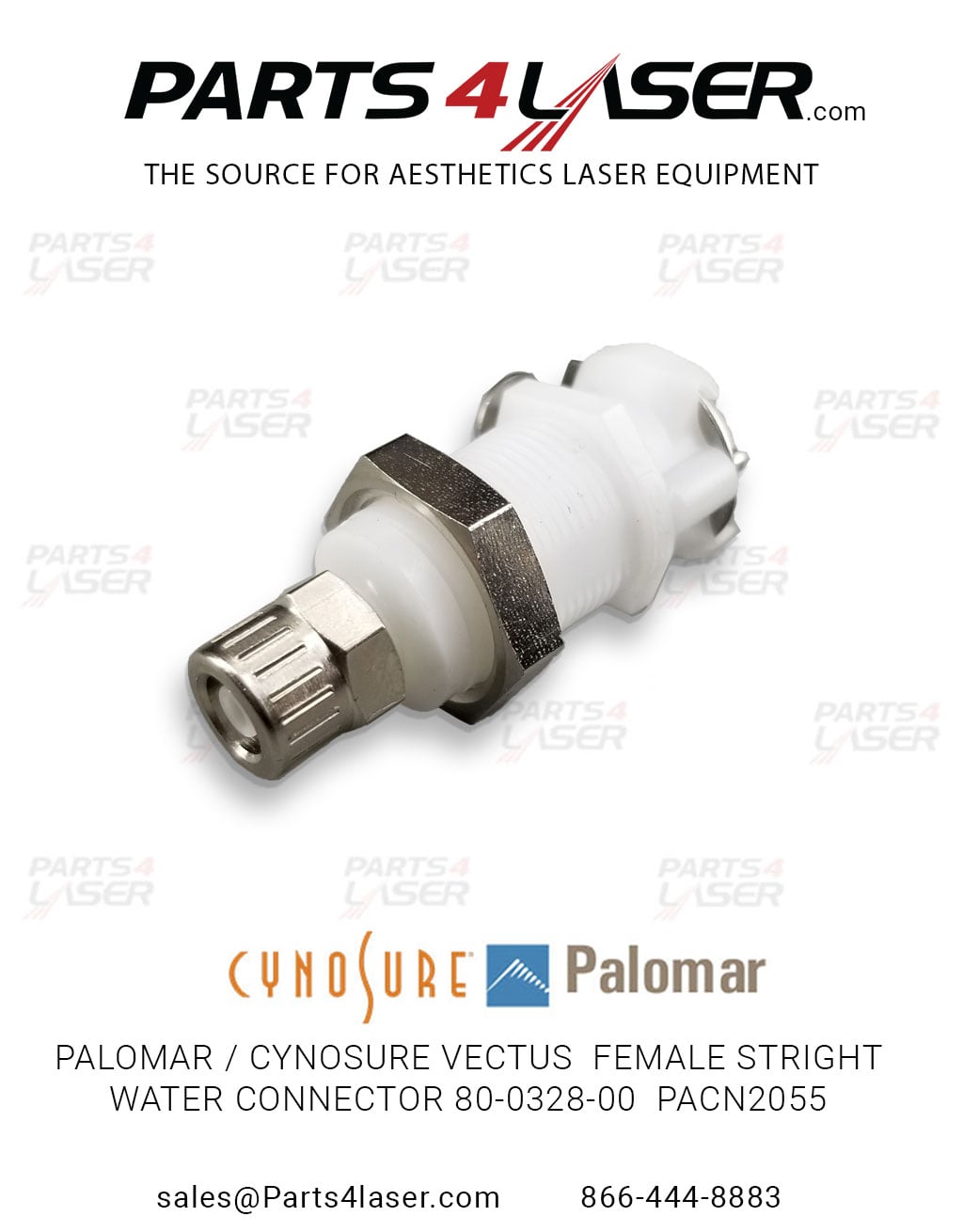 PALOMAR / CYNOSURE VECTUS FEMALE STRIGHT WATER CONNECTOR 80-0328-00 PACN2055 E86 - Image 2
