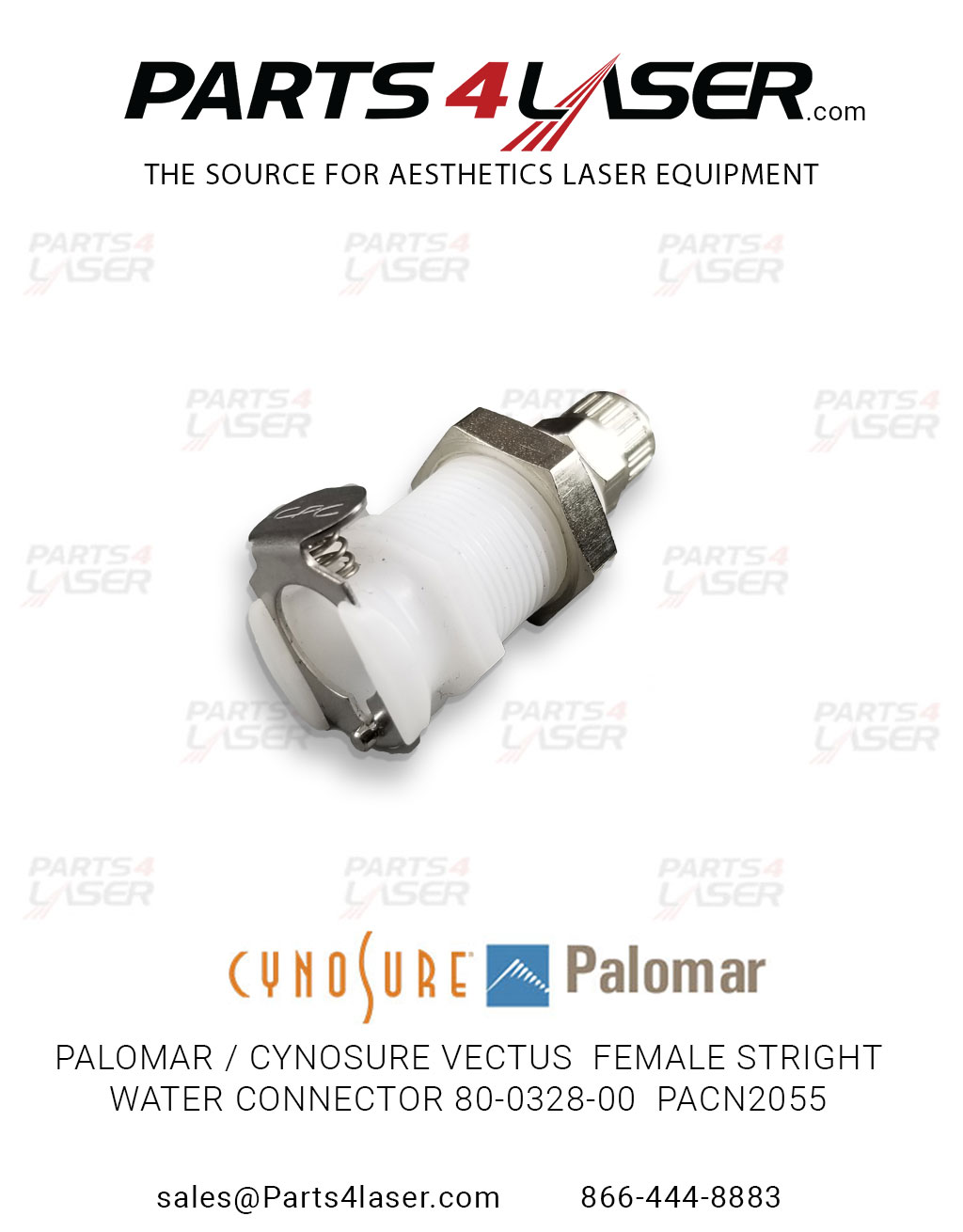 PALOMAR / CYNOSURE VECTUS FEMALE STRIGHT WATER CONNECTOR 80-0328-00 PACN2055 E86 - Image 3