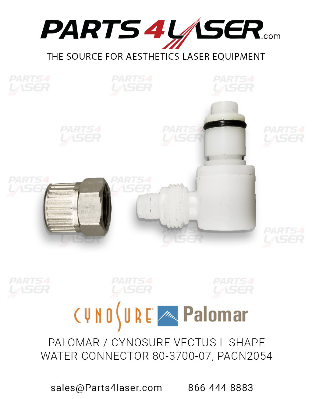 PALOMAR / CYNOSURE VECTUS L SHAPE WATER CONNECTOR 80-3700-07, PACN2054 , E107