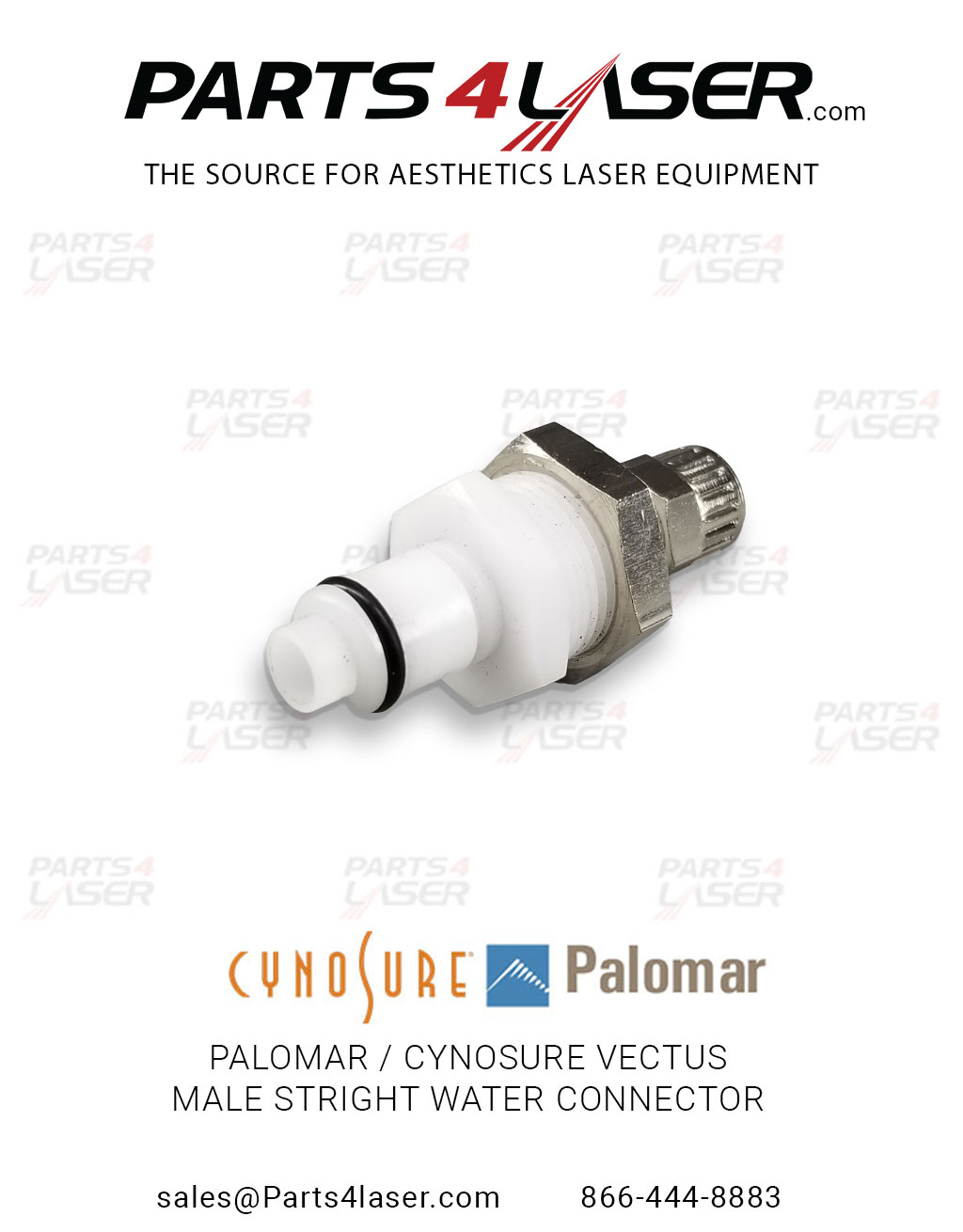 ALMA HARMONY XL PRO / PALOMAR / CYNOSURE VECTUS MALE STRAIGHT WATER CONNECTOR PACN2105, E109 - Image 2