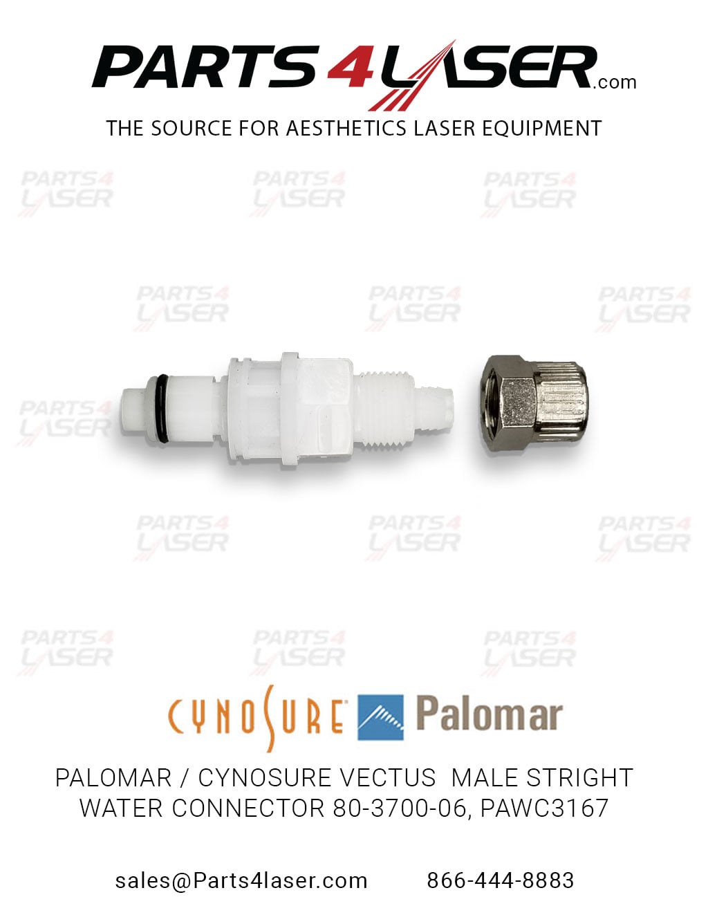 PALOMAR / CYNOSURE VECTUS MALE STRAIGHT WATER CONNECTOR 80-3700-06, PAWC3167, E94