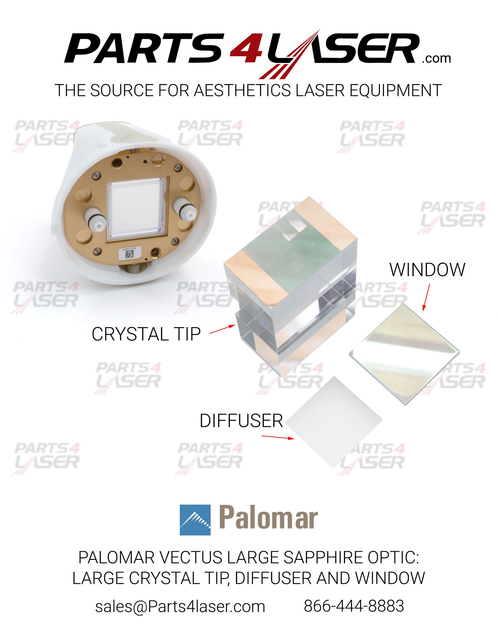 PALOMAR VECTUS LARGE SAPPHIRE OPTIC: CRYSTAL TIP WITH DIFFUSER AND WINDOW 3520C-0002 , PAOP2041, B76+B67