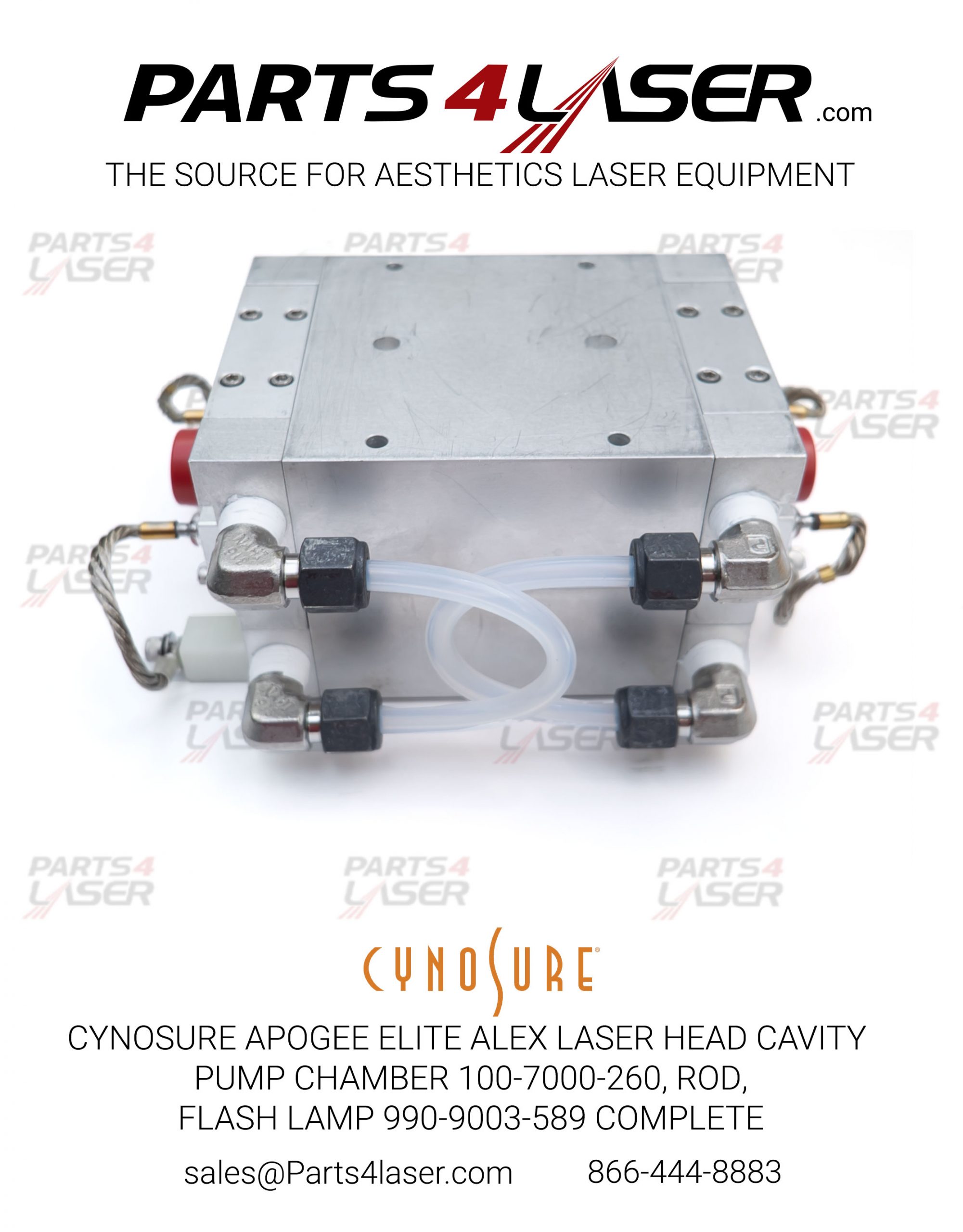 CYNOSURE APOGEE ELITE ALEX ELMD LASER HEAD CAVITY PUMP CHAMBER 100-7000-260, ROD AND FLASH LAMP 990-9003-589 COMPLETE CYLH3664 - Image 5