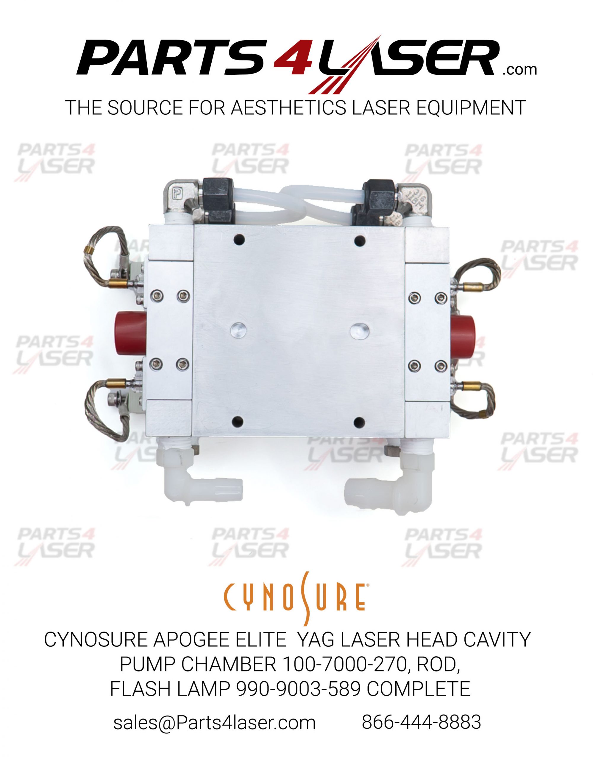 CYNOSURE APOGEE ELITE ELMD YAG LASER HEAD CAVITY PUMP CHAMBER 100-7000-270, ROD AND FLASH LAMP 990-9003-589 COMPLETE CYLH3262 - Image 4