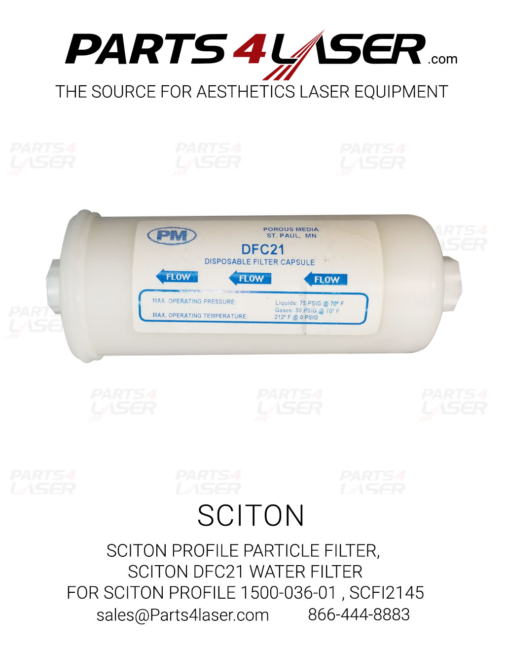 SCITON PROFILE Particle FILTER, Sciton DFC21 Water Filter for Sciton PROFILE 1500-036-01 , SCFI2145, B46 - Image 2