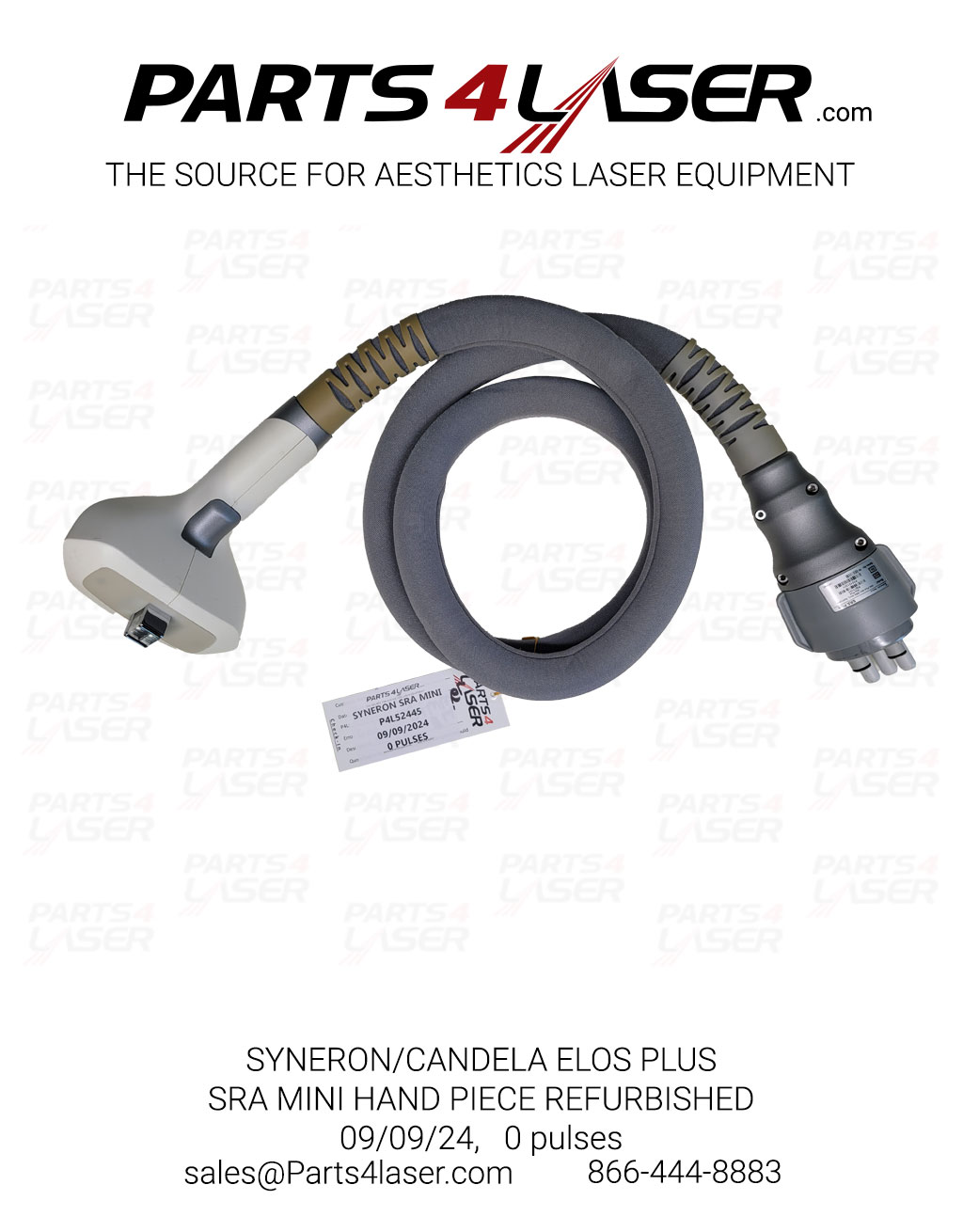 SYNERON/CANDELA ELOS PLAS, SRA MINI HAND PIECE REFURBISHED, 0 PULSES, P4L52145, 09/09/2024