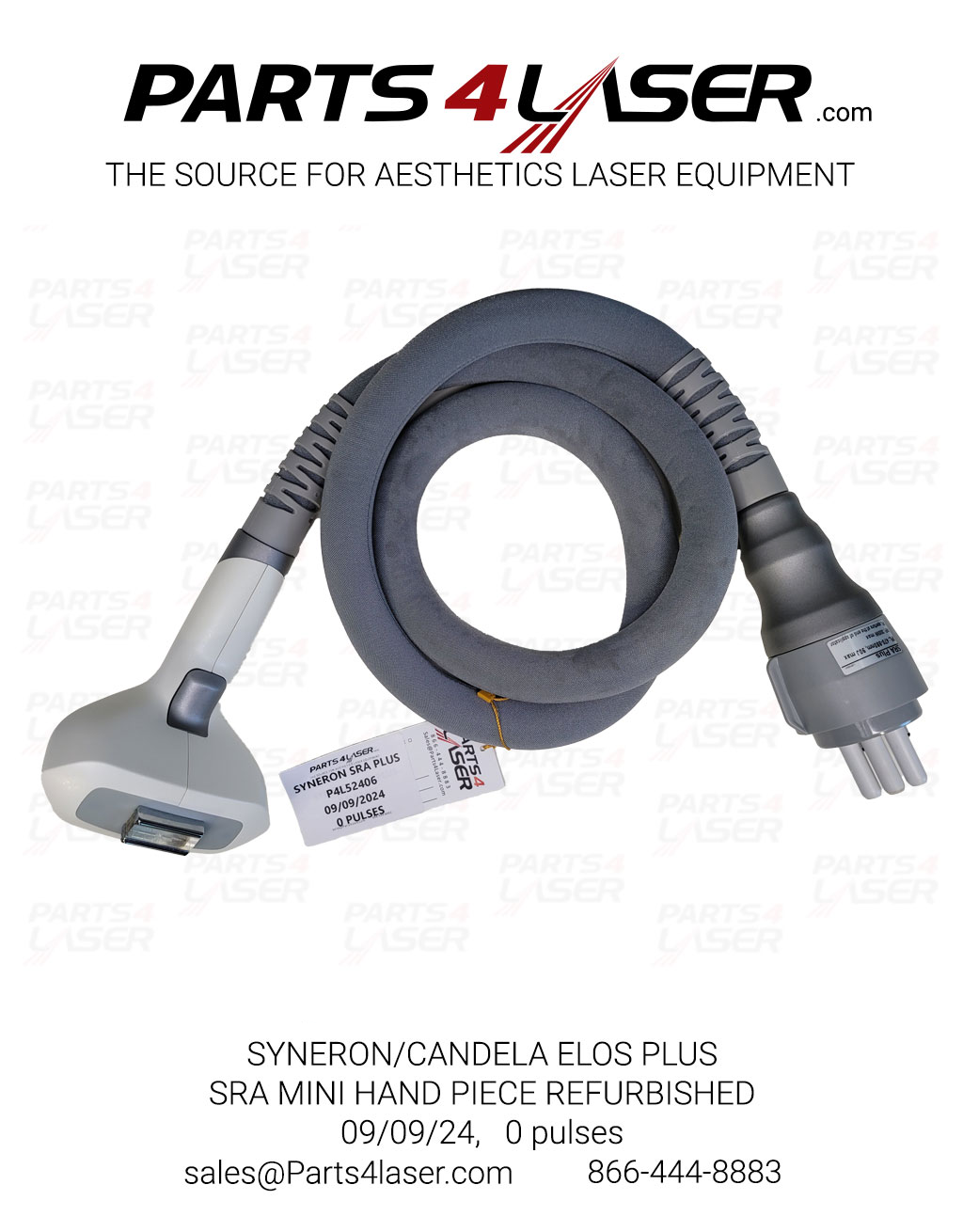 SYNERON/CANDELA ELOS PLAS, SRA MINI HAND PIECE REFURBISHED, 0 PULSES, P4L52406, 09/09/2024
