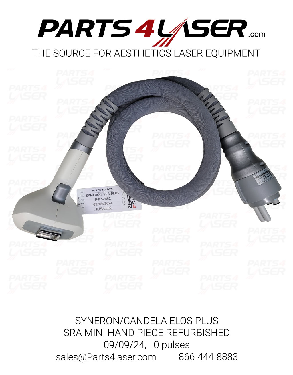 SYNERON/CANDELA ELOS PLAS, SRA MINI HAND PIECE REFURBISHED, 0 PULSES, P4L52452, 09/09/2024