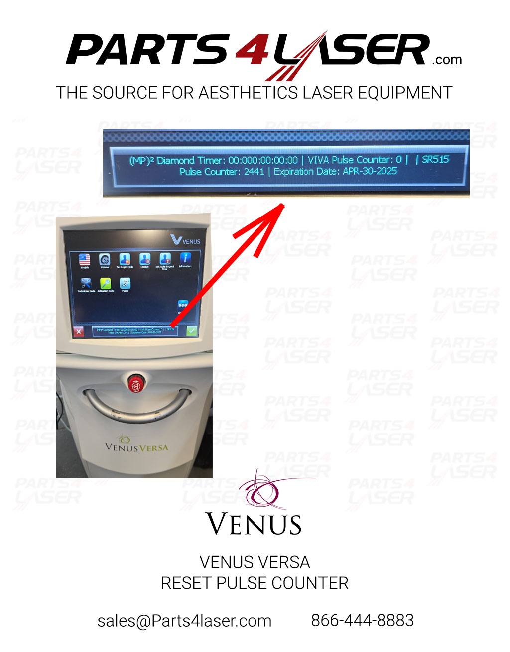 VENUS VERSA EXPIRATION DATE RESET PULSE COUNTER , SERVICE AND REPAIR VNCN3605
