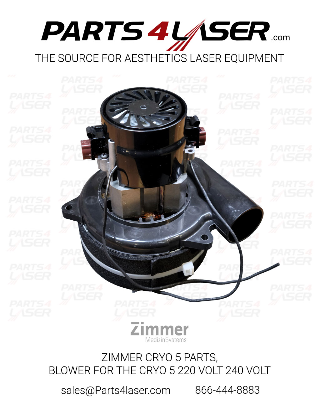 ZIMMER CRYO 5 PARTS, BLOWER FOR THE CRYO 5 220 VOLT 240 VOLT ZICN2678