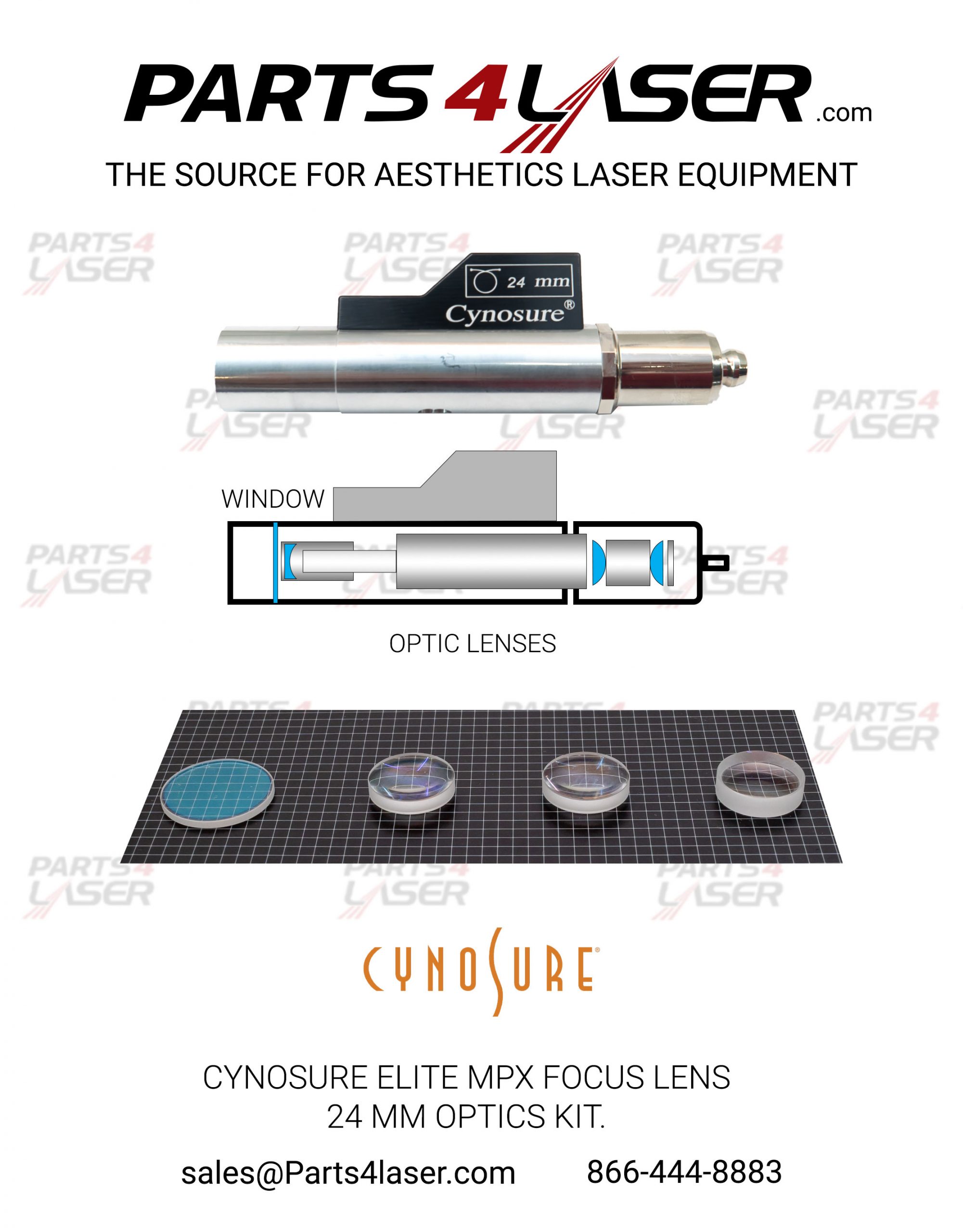 Cynosure Apogee ELITE+ Focus Lens 24mm, Elite Plus Focus Lens 24mm Optics kit, CYOP1761
