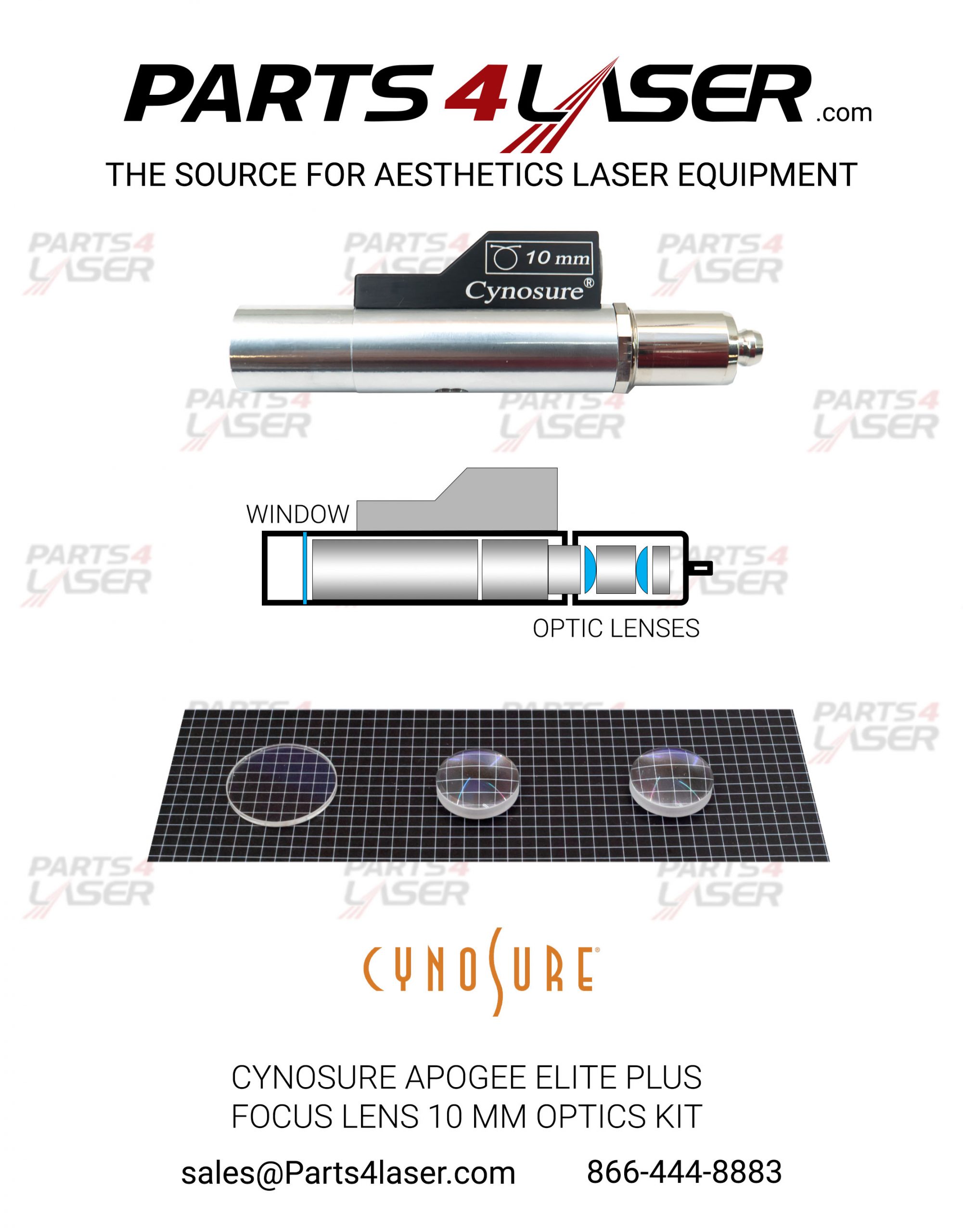 Cynosure Apogee ELITE+ Focus Lens 10mm, Elite Plus Focus Lens 10 mm Optics kit CYOP1755