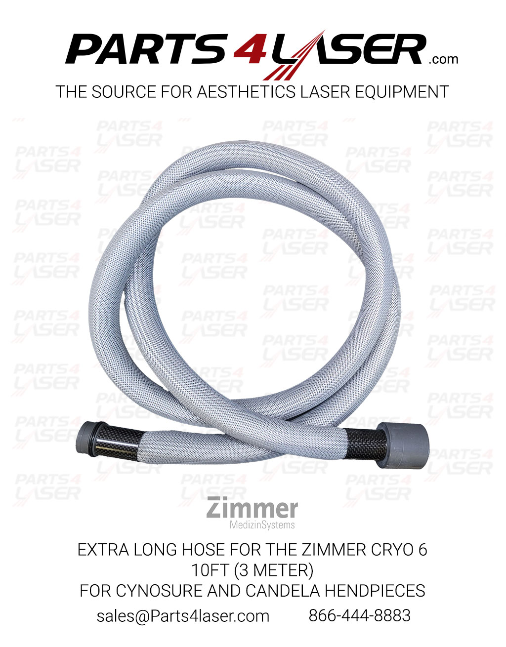 ZIMMER CRYO 6 HOSE 10FT (3 METER) EXTRA LONG ZiCN2315 FOR CYNOSURE AND CANDELA HENDPIECES