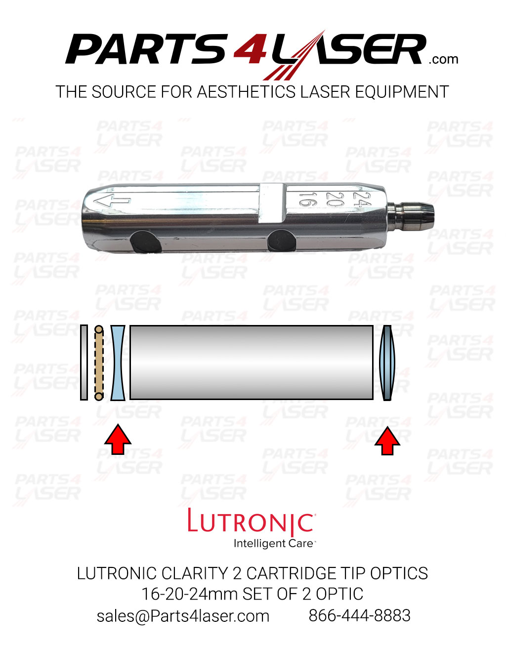 LUTRONIC CLARITY 2 SLIDER CARTRIDGE TIP OPTICS 16-20-24MM SET OF 2 OPTICS LTOP3686