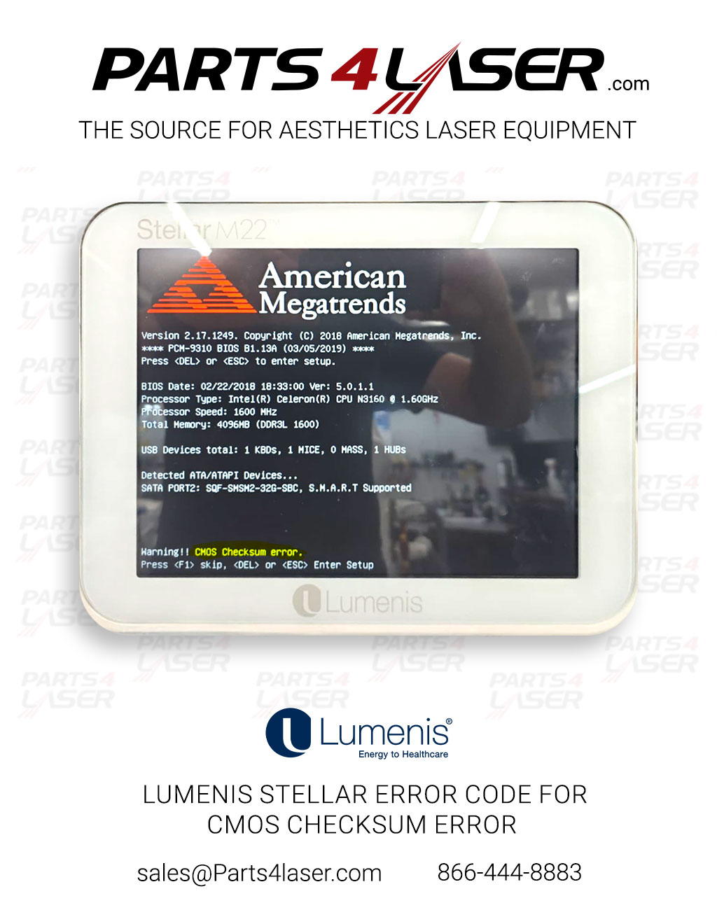 LUMENIS STELLAR ERROR CODE FOR "CMOS CHECKSUM ERROR"