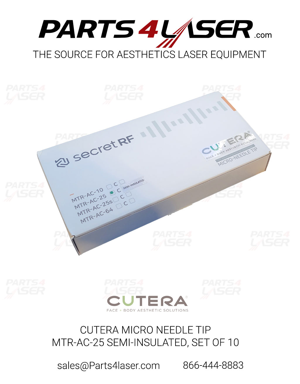 CUTERA SECRET MICRO NEEDLE TIP MTR-AC-25 SEMI-INSULATED, SET OF 10